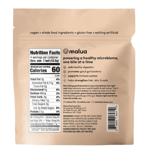 Malua Prebiotic Organic Gut Healthy Vegan Keto Friendly, Low Carb Chocolate Peanut Butter Bites - 8-Bags Pack - Malua | Farm2Me Wholesale