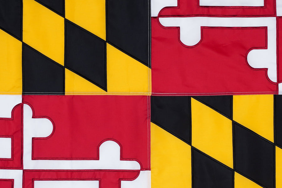 Maryland State Flag design and stitching in close-up