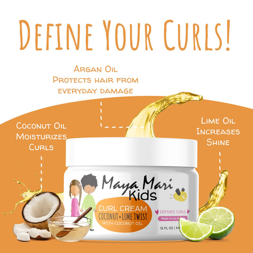 Maya Mari - Kids Curl Cream With Coconut Oil, Curly Hair Cream, Coconut and Lime Twist, 12 oz Hair Care Los Angeles Brands 