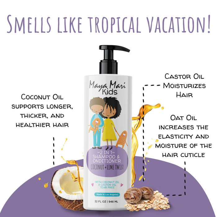 Maya Mari Kids Curly Hair Set for Coilies, Curlies, and Flyaways: 2in1 Shampoo, Leave-In Conditioner, and Hair Gel - Perfect for Your Little One's Curly and Wavy Hair! Hair Care Los Angeles Brands 