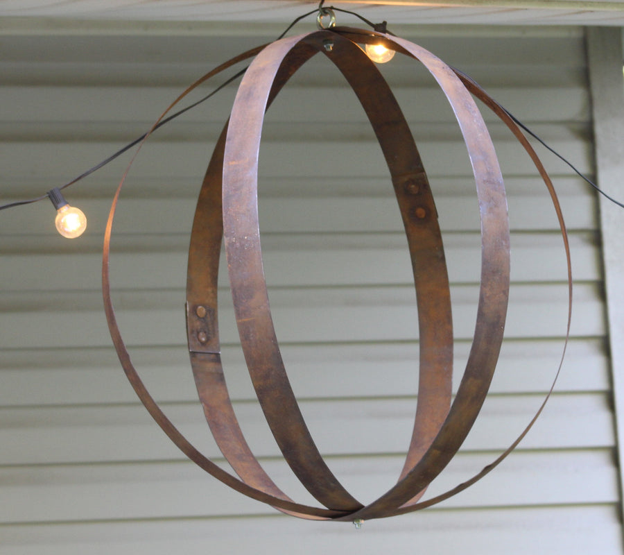 Rustic Hanging Plant Holder, Made with Reclaimed Barrel Rings