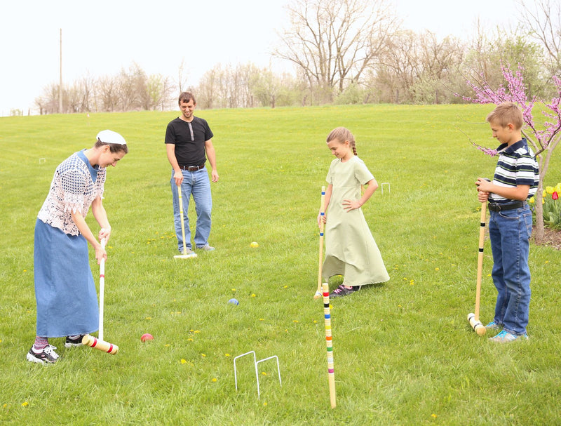 Deluxe Croquet Game Set, 6 Player, Amish-Made, With Wooden Holder