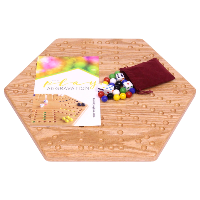 Solid Oak 16" Wide Aggravation Game Board, Unpainted Holes, Double-sided