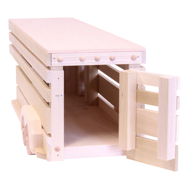 Amish-Made Wooden Toy Pickup and Gooseneck Trailer Set