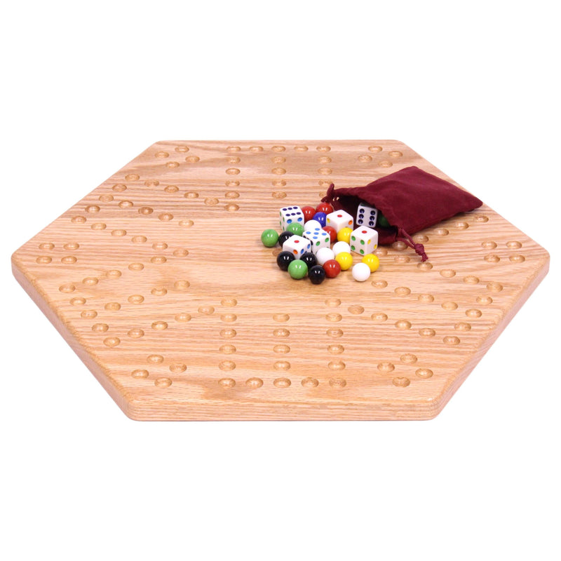 Solid Oak 16" Wide Aggravation Game Board, Unpainted Holes, Double-sided