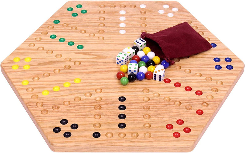 Aggravation Wahoo Marble Board Game, Double-Sided, Hand Painted