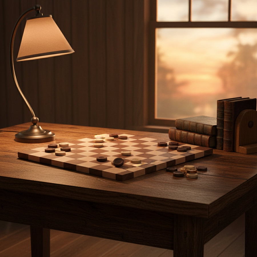 Maple/Walnut Hardwood Chess and Checkers Wooden Game Board