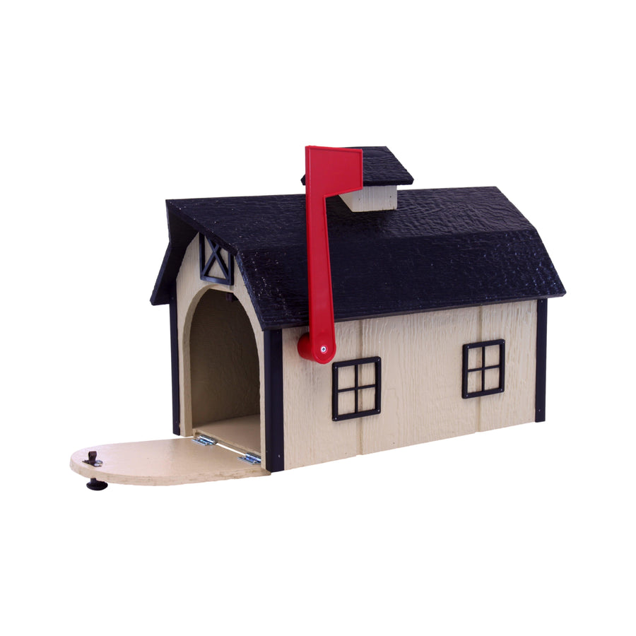 Amish-Made Wooden Mailbox, Dutch Barn Style, Post-Mount