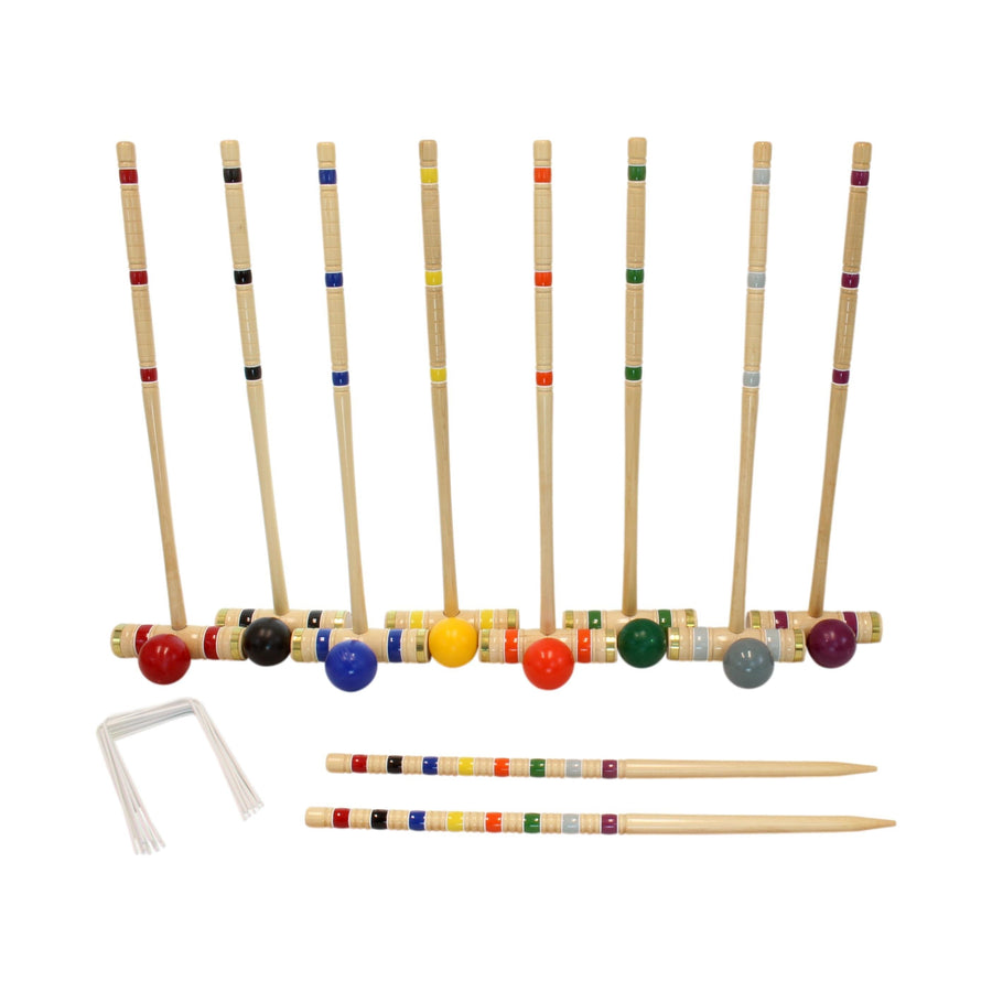 Deluxe 8-Player Croquet Game Set - Choose a Storage Option - Wooden Holder or Duffel Carry Bag
