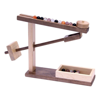 Wooden Marble Roller Machine Toy, Child-Safe Maple/Walnut Finish