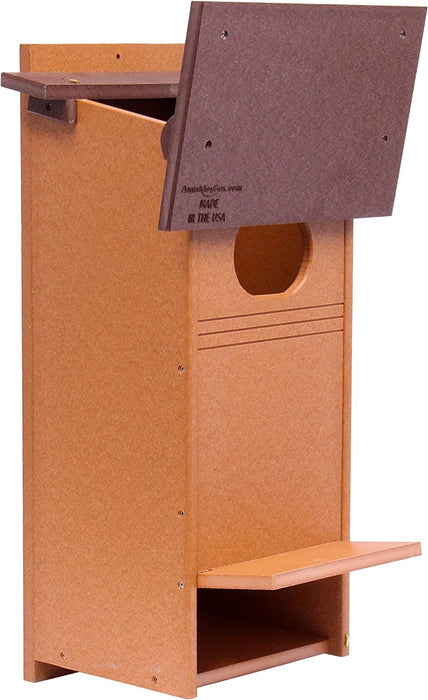 Wood Duck Bird House, Made with Durable Poly Lumber, Post-Mount Design