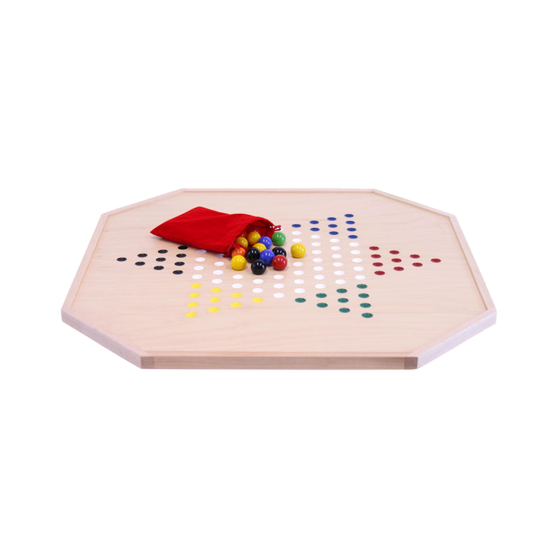 Aggravation and Chinese Checkers Combo Game Board Set - 25" Wide - Maple Wood - with Large 1" Marbles and Dice