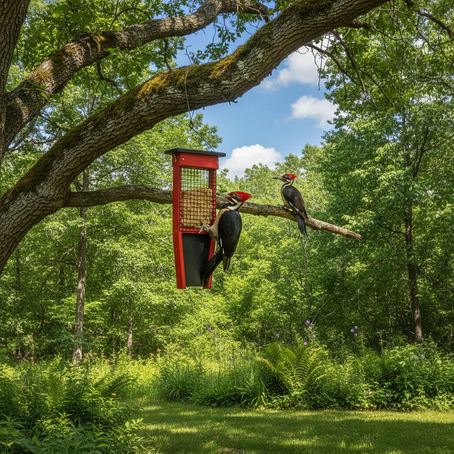 Pileated Woodpecker Suet Bird Feeder - Holds 2 Suet Cakes