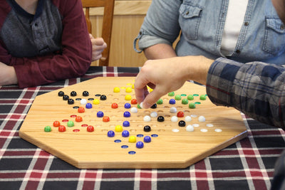 Hand-Painted Oak Wooden Chinese Checkers Board Game, 19