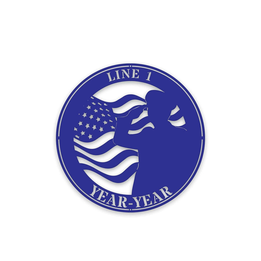Military Fallen Soldier Memorial Salute with Flag Personalized Metal Sign