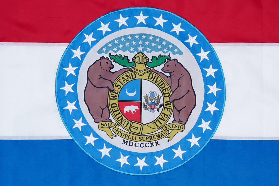 Missouri State Flag design and stitching in close-up