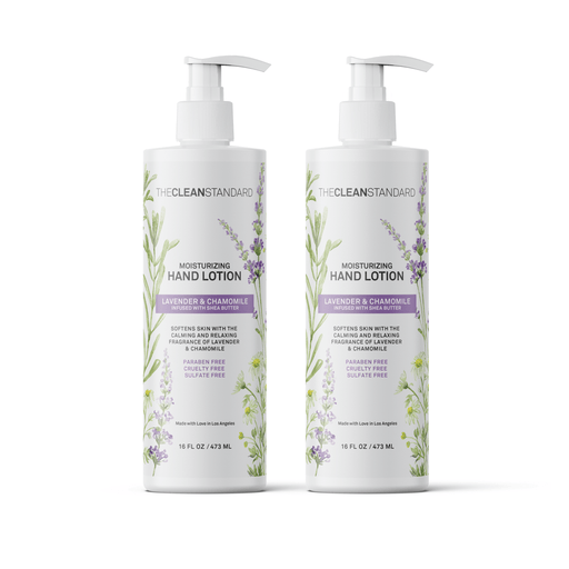 Moisturizing Hand Lotion for Dry Skin and Moisturizer with Shea Butter, Lavender and Chamomile | Hydrating Non Greasy Hand Cream for Women and Men by THE CLEAN STANDARD | 2 Bottle Set x 16 fl oz with Lotion Pump Hand Lotion LOS ANGELES BRANDS 