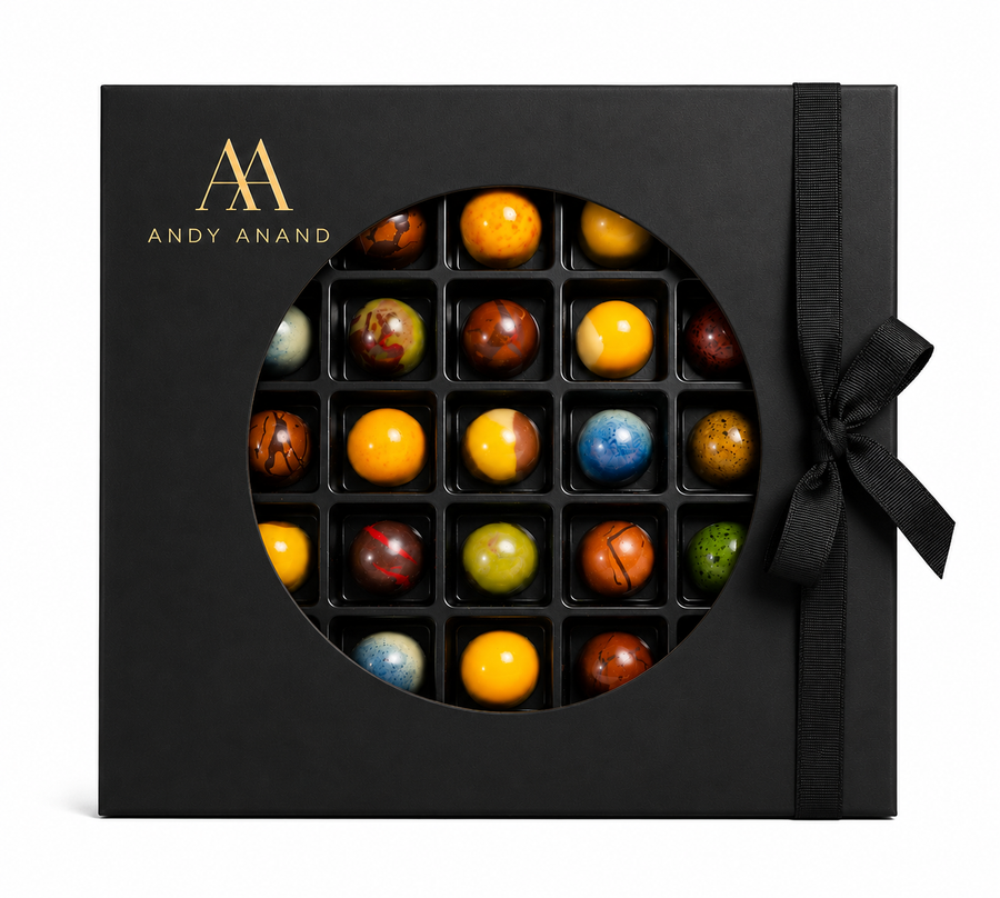 Andy Anand Monet Chocolate Bonbons Gift Box, 25 pc, 6.52 oz – Gluten-Free Belgian Truffles & Pralines, Birthday & Holiday Gift Collection