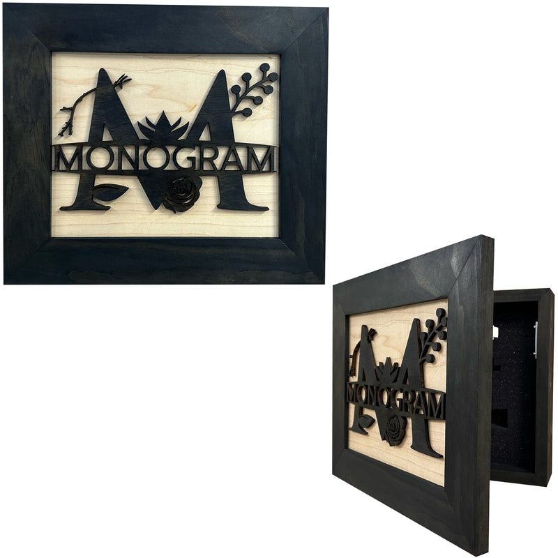 Personalized Monogrammed Last Name Hidden Gun Cabinet In Wall or On Wall Mount