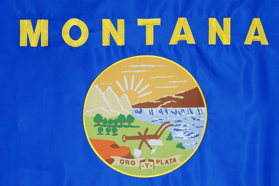 Montana State Flag design and stitching in close-up
