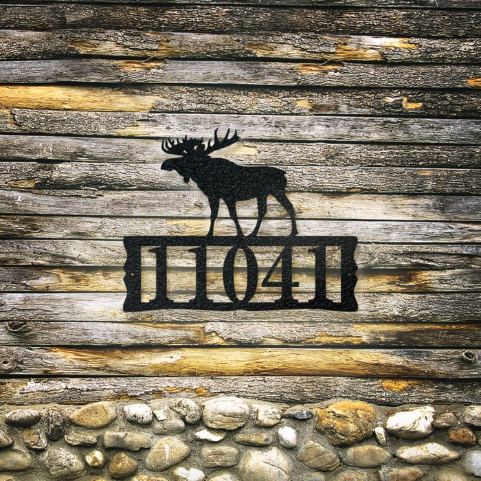 Moose Metal Address Plaque