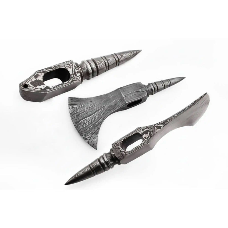 Single-Bit Bearded Axe Head with Tapered Spike Poll