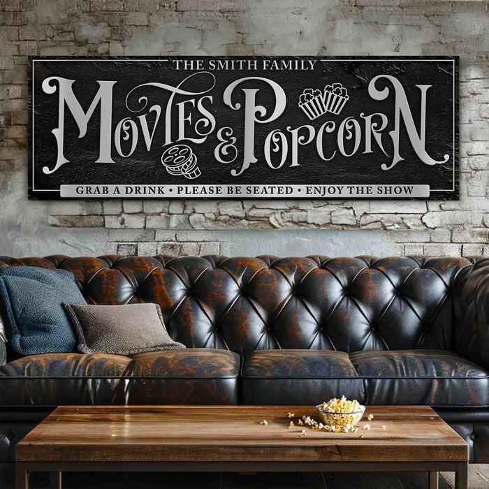 Personalized Movies Popcorn Sign