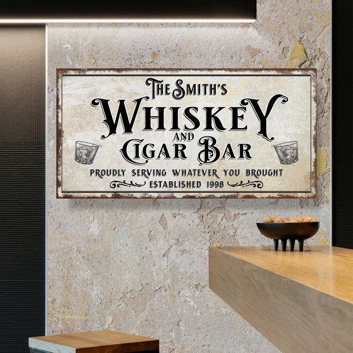Personalized Whiskey And Cigar Bar Sign