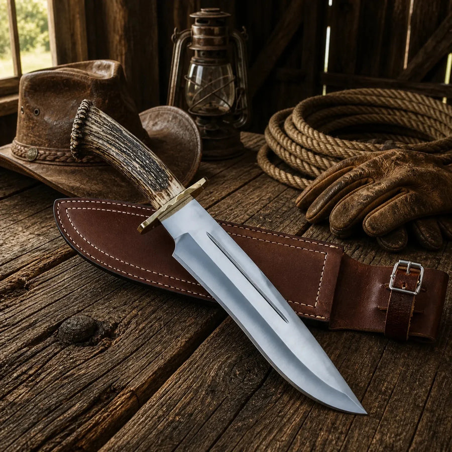 Muela Magnum Bowie Knife – Stag Antler Handle With Sheath