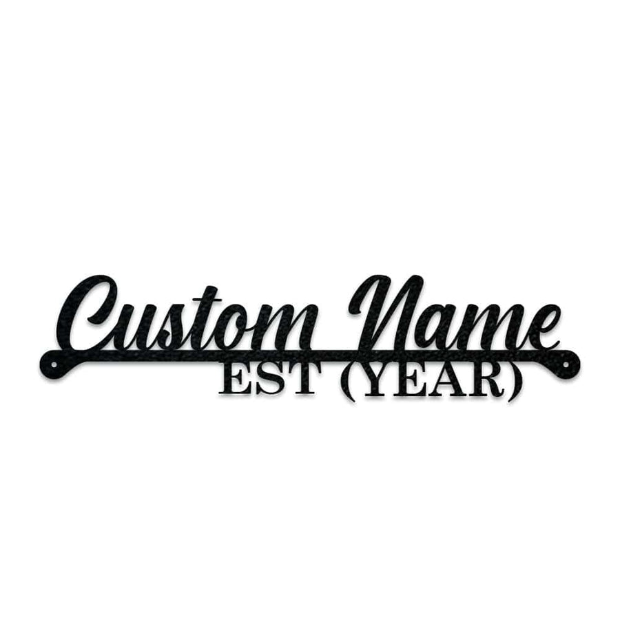 Name & Year Script Monogram - Metal Sign
