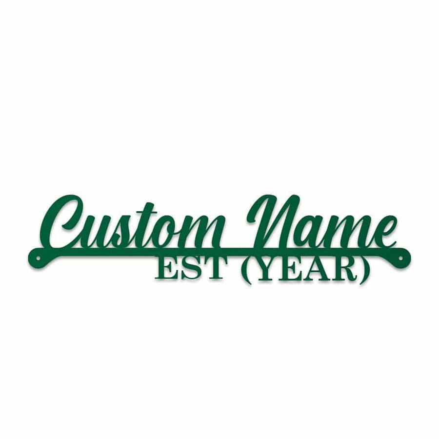 Name & Year Script Monogram - Metal Sign