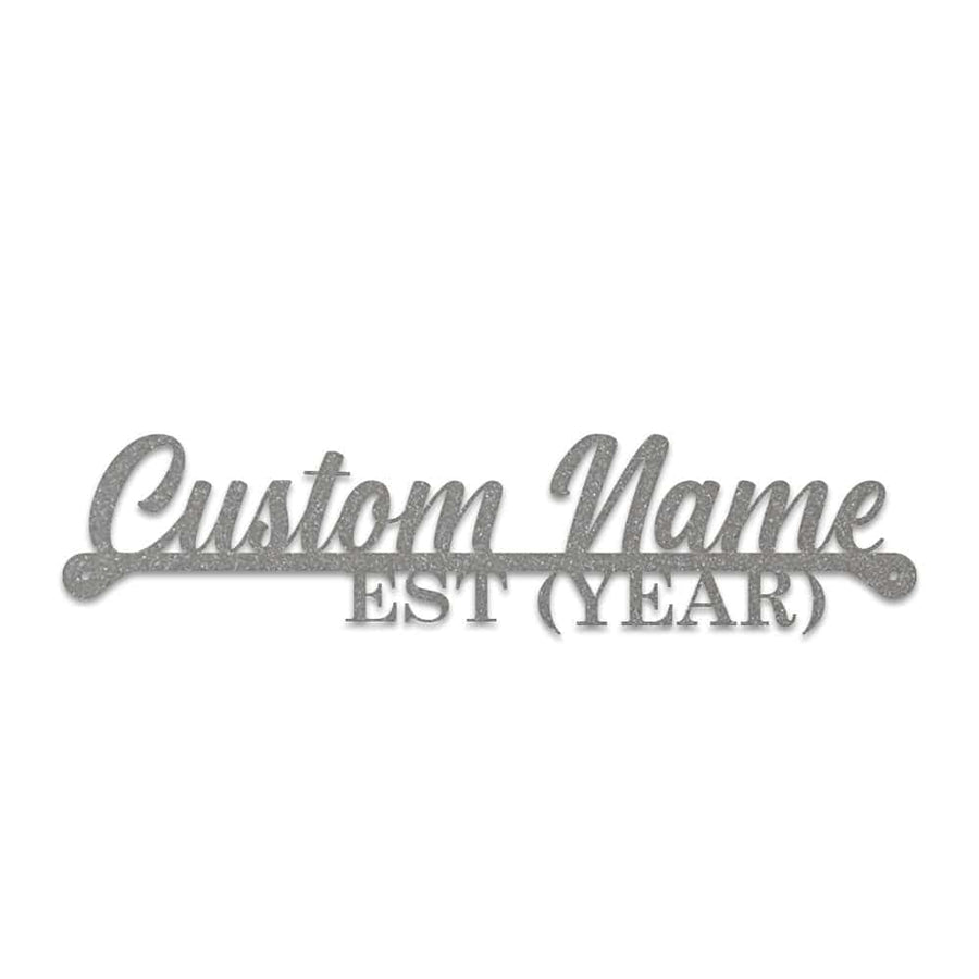Name & Year Script Monogram - Metal Sign