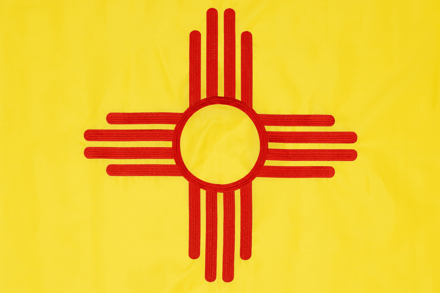 New Mexico State Flag design and stitching in close-up