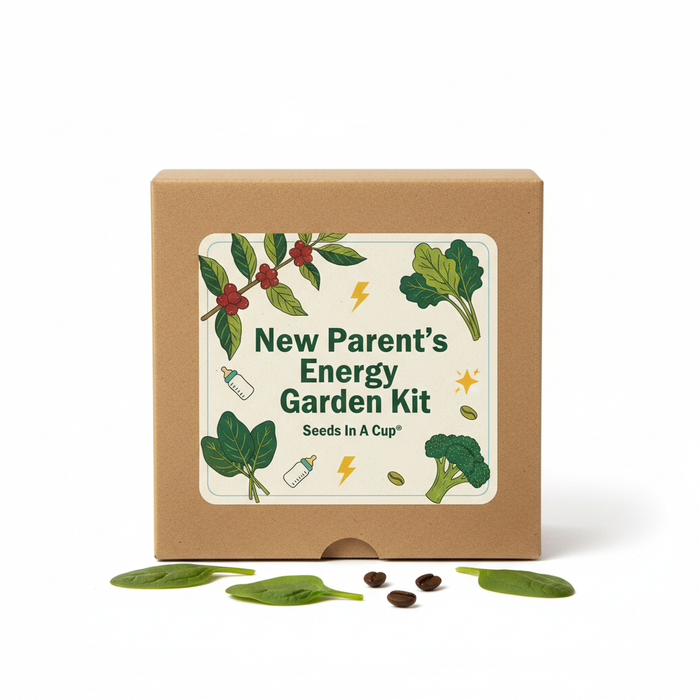 New Parent's Energy Garden Kit | Coffee Arabica, Spinach, Kale & Broccoli | Seeds In A Cup®