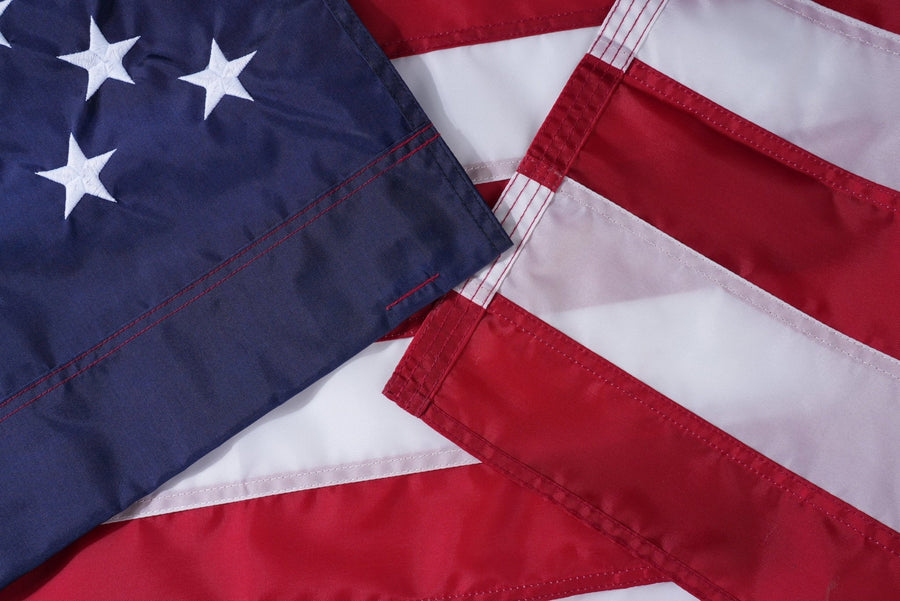 Close-up of white stars and red and white stripes