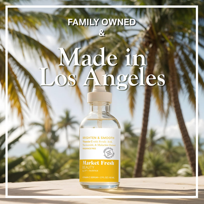 Market Fresh Beauty Vitamin C Serum with Ferulic Acid, Niacinamide, & Malachite Extract | Brighten & Smooth | Fragrance-Free | 2 fl oz by  Los Angeles Brands