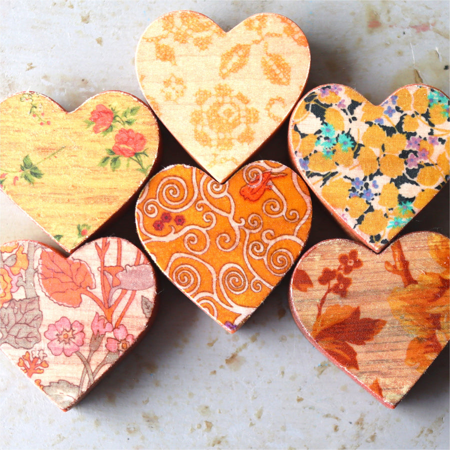 Fabric-Faced Wooden Hearts