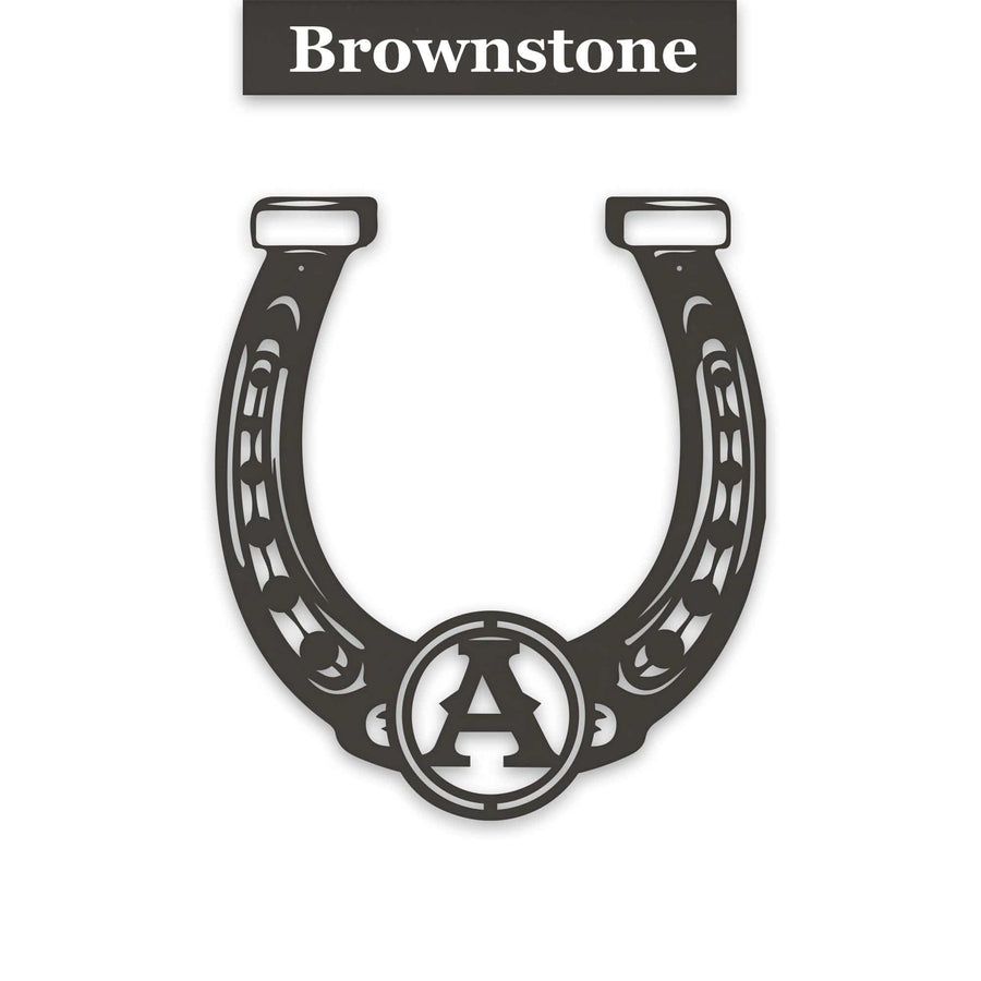 Ornate Lucky Horseshoe with Initial Metal Sign