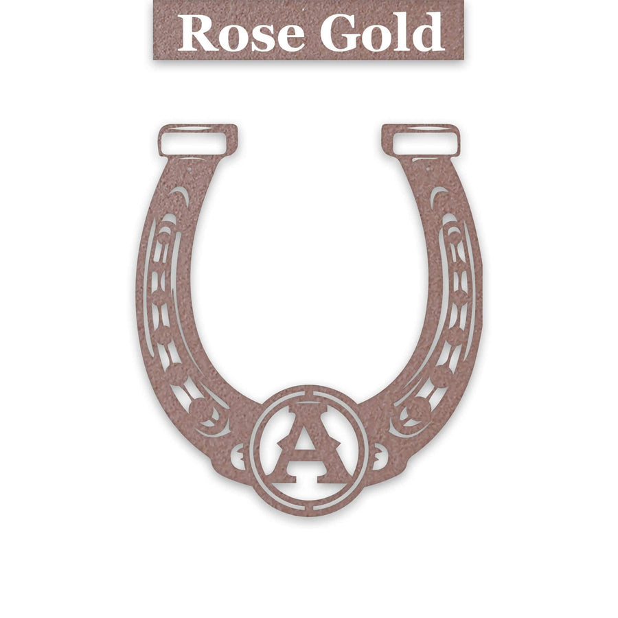 Ornate Lucky Horseshoe with Initial Metal Sign