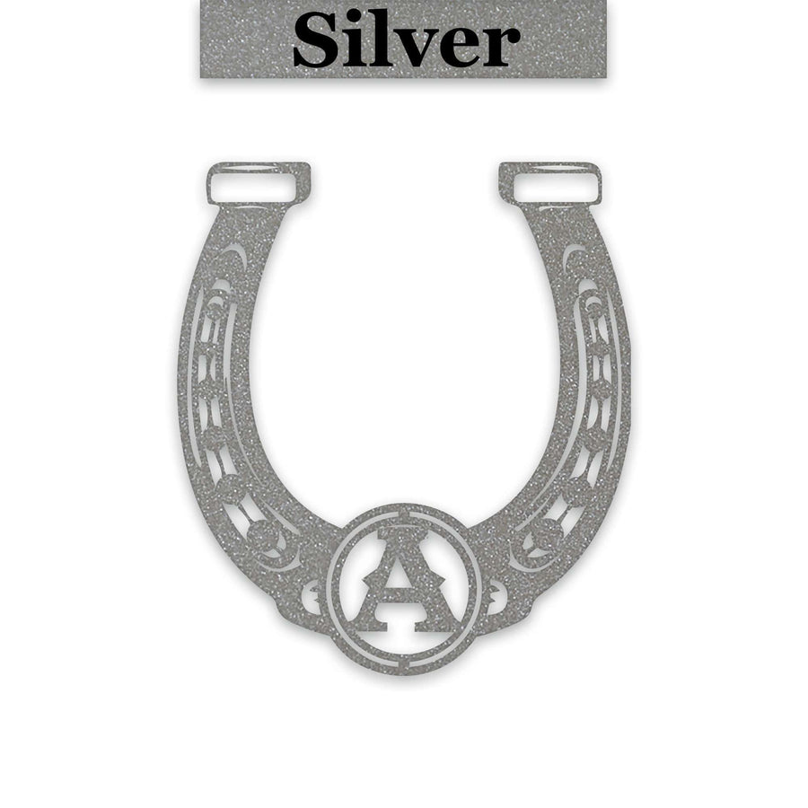 Ornate Lucky Horseshoe with Initial Metal Sign