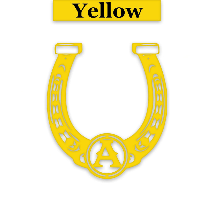 Ornate Lucky Horseshoe with Initial Metal Sign