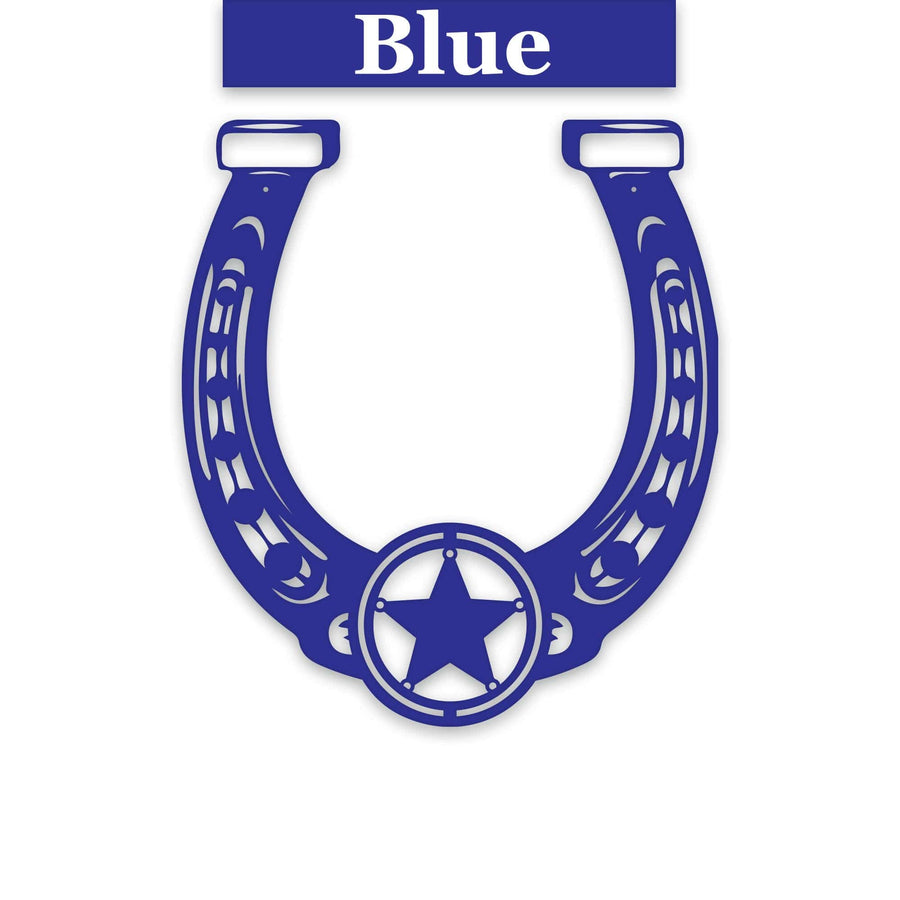 Ornate Lucky Horseshoe with Star Metal Sign