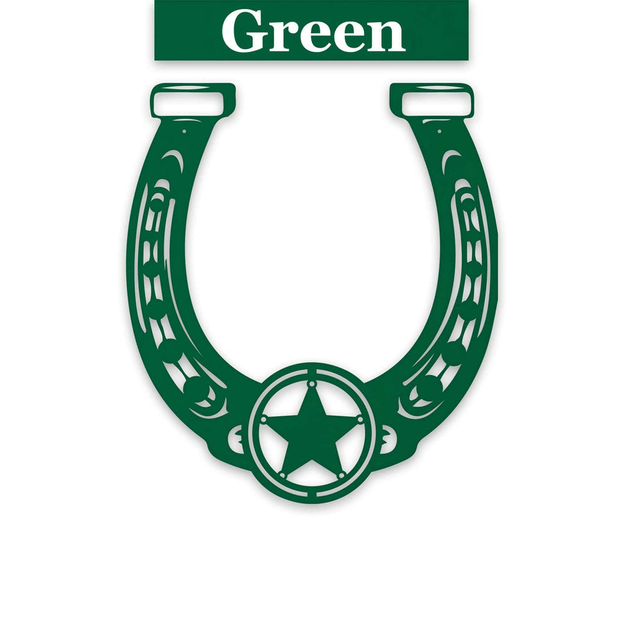 Ornate Lucky Horseshoe with Star Metal Sign