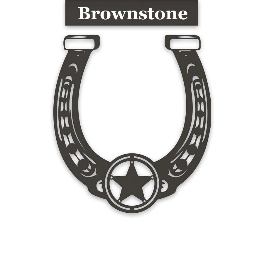 Ornate Lucky Horseshoe with Star Metal Sign