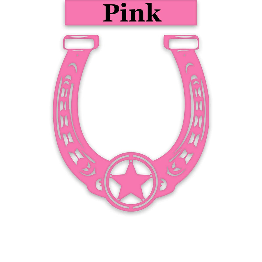 Ornate Lucky Horseshoe with Star Metal Sign