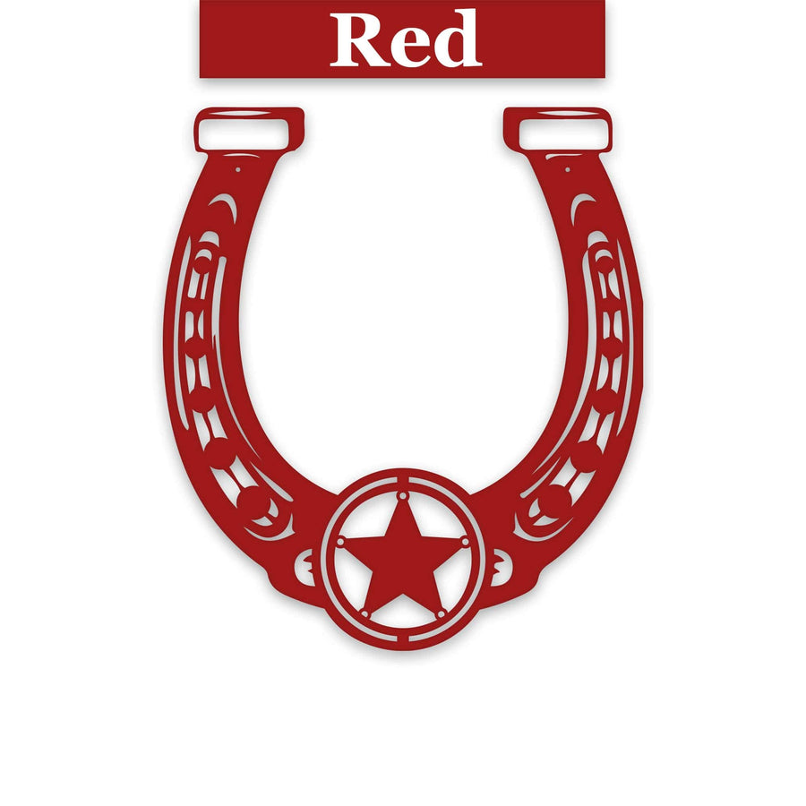 Ornate Lucky Horseshoe with Star Metal Sign