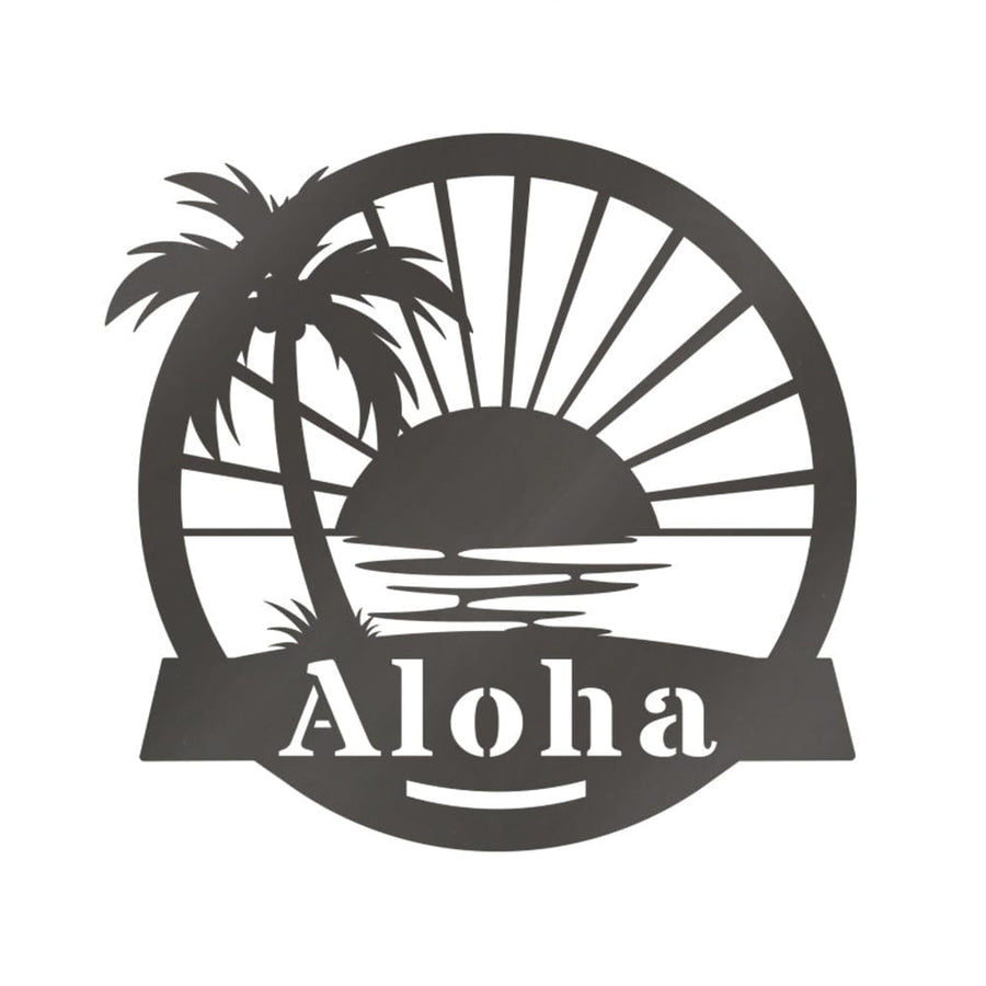Palm Tree Sunrise Metal Monogram Sign For Ocean Lovers