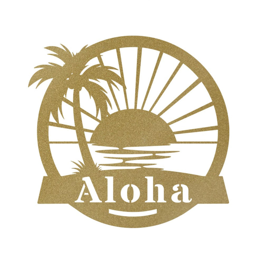 Palm Tree Sunrise Metal Monogram Sign For Ocean Lovers