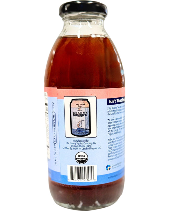 Granny Squibbs Porter's Peach Sweetened Organic Iced Tea Bottle - 12 bottles x 16 oz case by Farm2Me
