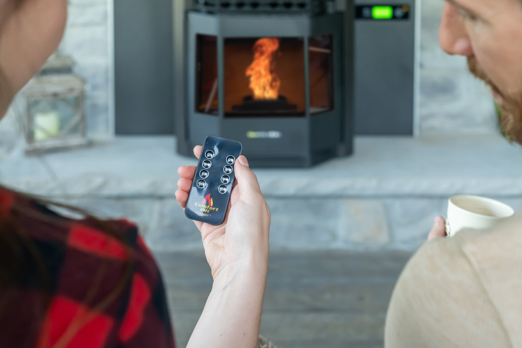 HP22i-Black-SS 2,800 sq. ft. Pellet Stove Fireplace Insert with a 47-lb Hopper in Black with Stainless Steel Trim